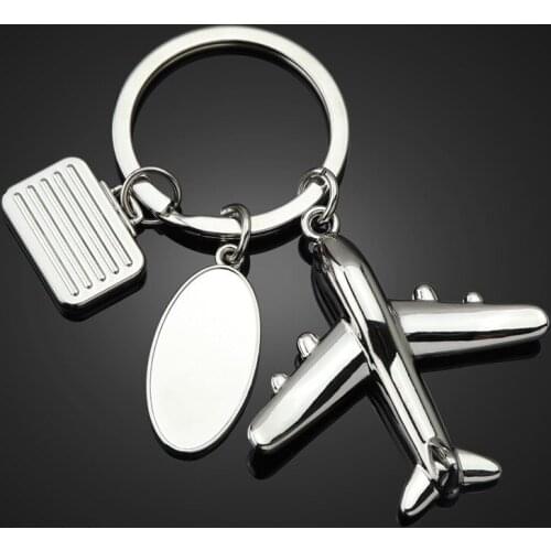 FREE SHIPPING BY DHL 100pcs/lot 2019 New Zinc Alloy Airplane Keychains Metal Plane Keyrings for Airline Gifts Custom LOGO