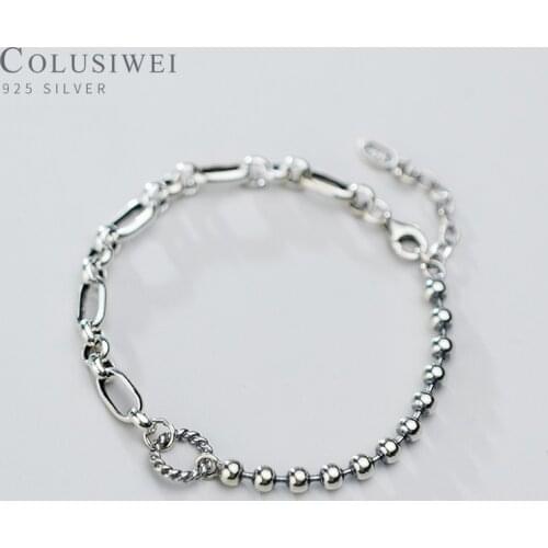 Colusiwei Real 925 Silver Chain Bracelet Women Round Beads Fashion Link Chain Bracelets Female Sterling Silver Jewelry 2020