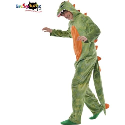 Eraspooky 2020 Halloween Costume For Adult Unisex Green Dinosaur Jumpsuit Cosplay Animal Onesie Jurassic Party Fancy Dress
