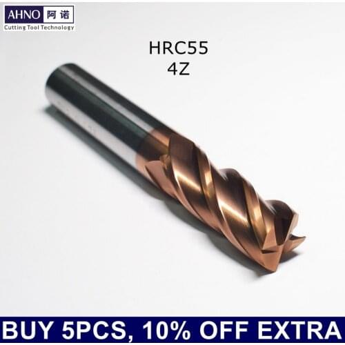 AHNO Tungsten Carbide CNC Milling tools HRC55 Updated AlCr-based copper Coating 4 Blades Factory Outlets,square hole drill bit