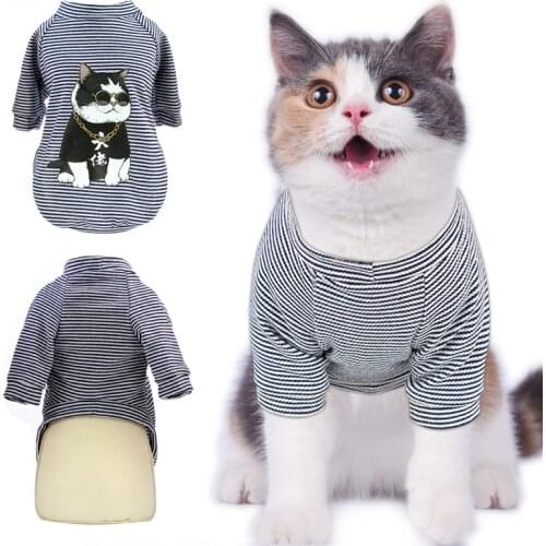 Spring/Summer Pet Cat Clothes For Cats Fashion Printed Kitty Kitten T-shirt Shirts Soft Cotton Printed Pet Cat Dog Vest Clothing