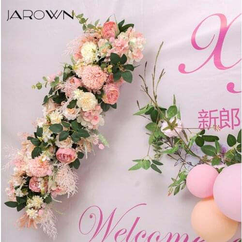 JAROWN 1M Road Cited Artificial Flowers Row Wedding Decor Flower Wall Arched Door Shop Flower Row Window Christmas Flores