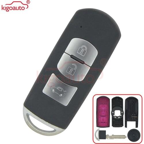 Kigoauto New Style for Mazda 3 6 CX-3 CX-5 Replacement 3 Button Smart Remote Car Key Shell Case Fob with Uncut Blade