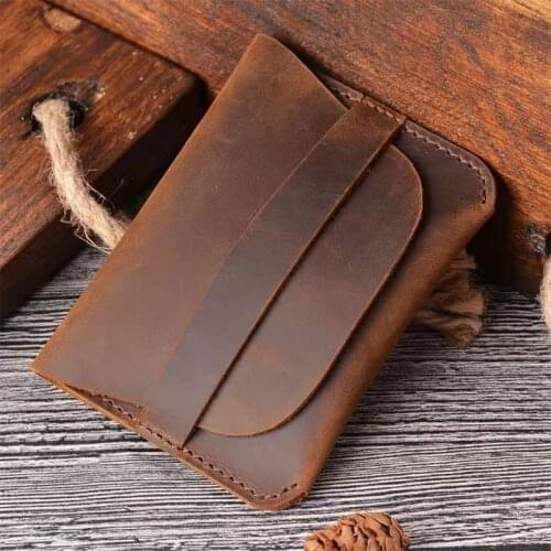 Leather Mens Leather Zero Wallet Design Fashion Slim Retro Clip Cash Mini Mens Wallet