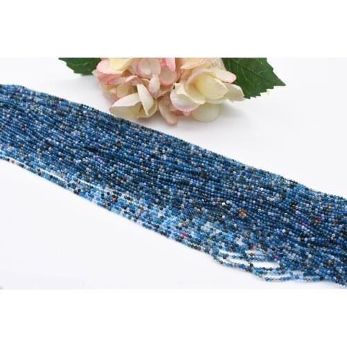 3 strands 2mm Natural Faced blue agate Round stone beads For DIY Bracelet Necklace Jewelry Making Strand 15"