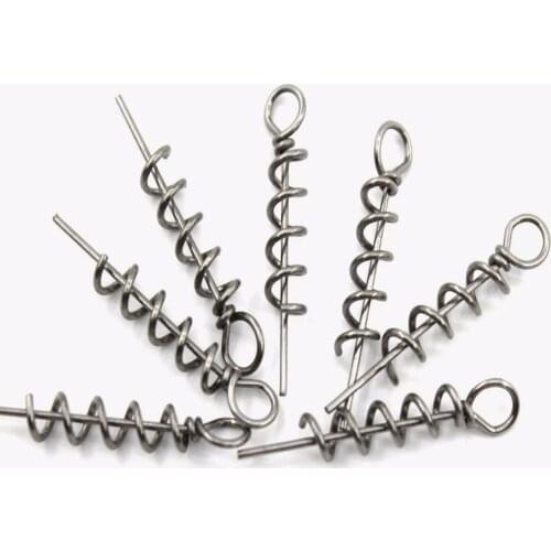 Easy Catch 30pcs/Set Stainless Steel Spring Twist Lock Fishing Screw Dagger For Soft Lure Fishing Tools Size 1.4cm 4.5cm