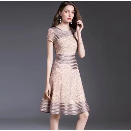 Summer Runway Fashion Women 2021 High Quality Designer Flower Embroidery Slim Elegant Party Holiday Dress