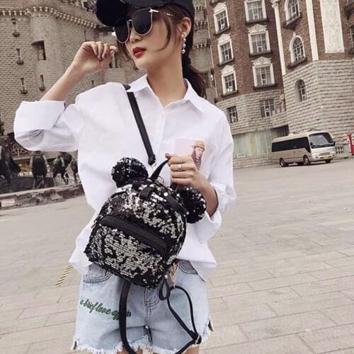 Hot Sale 2020 New Women Small Backpack Cute Fashion Girl Mini Backpack with Sequins Plush Girl Backpack Purse