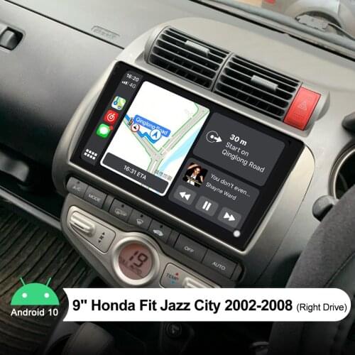 Radio 1 din 9 Inch Central Multimedia Head Unit Android 10 For Honda Fit Jazz City 2002-2008 （Right Drive）Built-In 4G Module