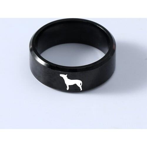 MOREDEAR 8mm Titanium Bull Terrier Dog Ring For Men and Women