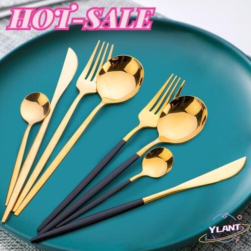 24 Piece Tableware Sets Of Dishes Knifes Spoons Forks Set Stainless Steel Cutlery Dinnerware Set Spoon Settings Gold Cutlery Set
