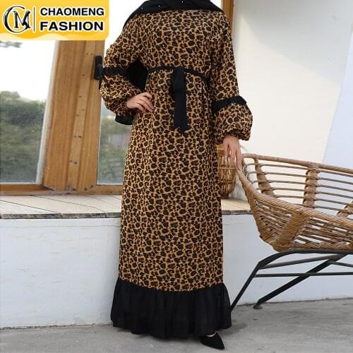 New Beautiful Animal Fashion Printed Dubai Abaya Muslim Women Modest Robe Turkey Caftan Islamic Clothing Ramadan Maxi Dress
