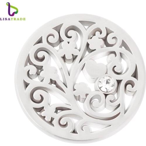 New Small Flower Openwork Rhinestone Coin 33mm fit for Frame Pendant My Coin Jewelry Accessories 5pc/lot 3 Colors MICO34*5