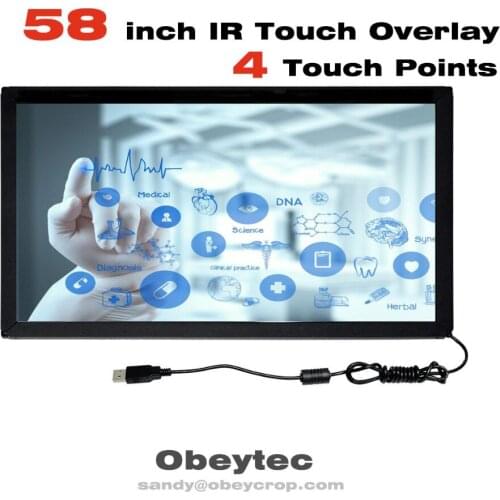 Obeytec 58" 4 points IR Touch Overlay kit, Anti-lights, Anti-dust, USB port , Plug and Play, Size Customize