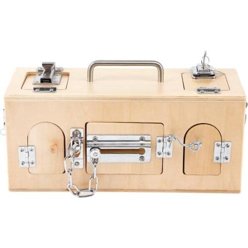 Montessori materials wooden lock and unlocking box teaching aids Children Learning educational toy dollmai