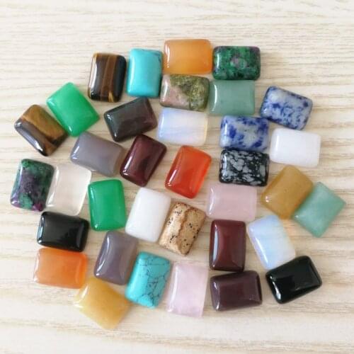 Wholesale 50pcs fashion 10x14mm natural mixed stone beads Rectangle CAB CABOCHON beads for jewelry making free shipping No hole
