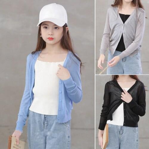 5-14 Years Teenage Girls Cardigan Coat Children Outwear Summer Girls Sweater Kids Cardigans Jacket DT140