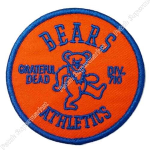 3" Orange GRATEFUL DEAD BEARS ATHLETICS DIV 710 Logo Music Band Embroidered IRON ON Patch Rock Punk Heavy Metal dropship