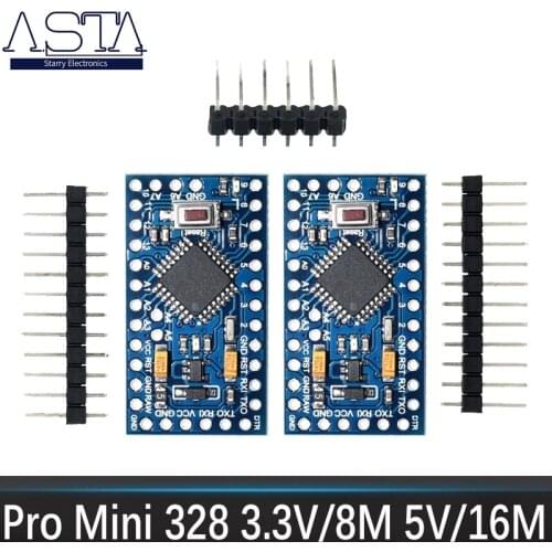Pro Mini 328 Mini 3.3V/8M 5V/16M ATMEGA328 ATMEGA328P-AU 3.3V/8MHz 5V/16MHZ for Arduino