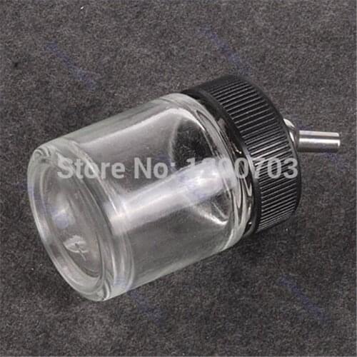 Clear Empty Airbrush Glass Sprayer Bottle Jar w/ Standard Suction Lid Pump Top glass bottle with plastic lid metal connector
