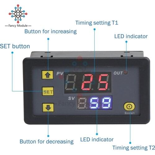 Diymore 12V 110 -220V Digital Timer Relay Board Automotive 1500W Relay Module with Dual Time Display Switch for Car Vehicle