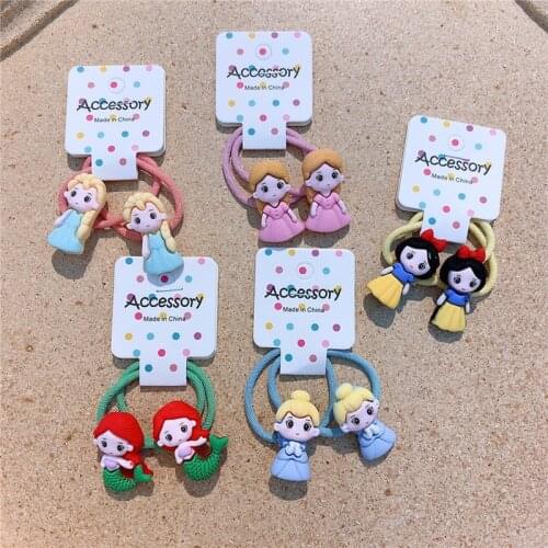 1 Pair New Korean Fashion Childrens Ponytail Hair Accessories Sweet Girl Cute Cartoon Princess Animal Rubber Band Hair Rope