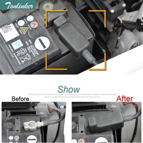 Tonlinker new 1 pcs DIY plastic Car styling battery Negative waterproof Cover Case Stickers For Volkswagen POLO Jetta Bora Part