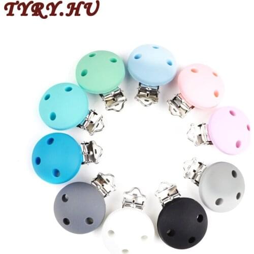 TYRY.HU 10pcs Silicone Round Shaped Pacifier Clips Holder Teething Accessories Perle Alphabet DIY Tool Chupetas Para Baby Toy