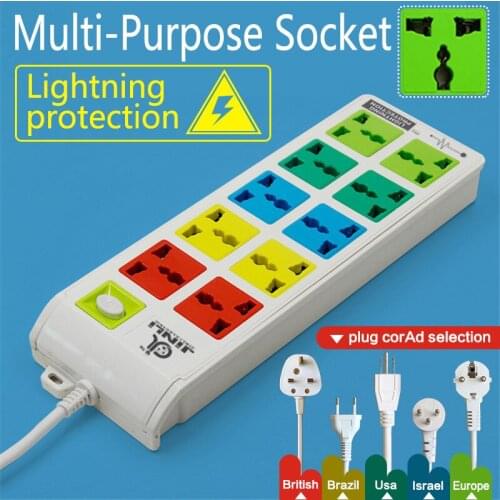 3m extension cable 100~240v /10A/2500W AU EU US Standard 10 Outlet Power Strip with Multi purpose socket