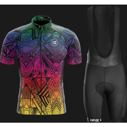 Kapvoe Cycling Jersey 20D Gel Pad Cycling Bib Shorts High Elasticy Cycling Jersey Set Breathable Bike Maillot Cycling Clothing