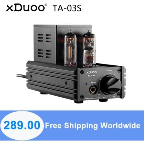 XDUOO TA-03S Headphone Amplifier CS4398*2 XMOS U8 USB DAC 12AU7 6C19 Tube Desktop Headphone Amplifier 32Bit/192KHZ Native DSD128
