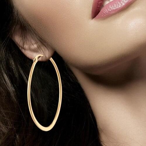 2021 Small Big Circle Ladies Hoop Earrings Exaggerated U Shape Ear ring Glossy Earrings Stainless Steel Jewelry for women Gift