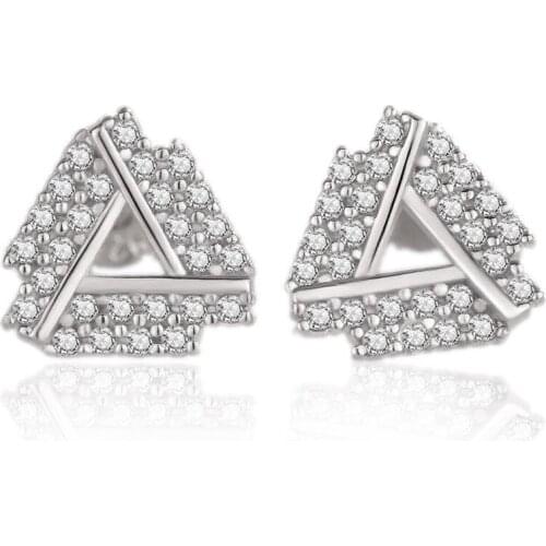 Adele Fashion Design 925 Sterling Silver Triangle Full Diamond Rose Gold Earrings Womens Party Gift