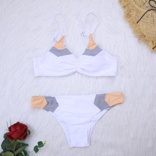 Female Split Push Up Solid Color High Waist Sexy Backless Brasiliano Swimsuit for the Beach