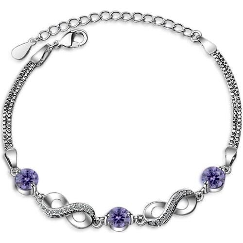 Female Zircon Amethyst Adjustable Bracelets 925 Sterling Silver Jewelry Charm Jewelry 2021 Trend Gifts Female Mujer Bijoux SB159