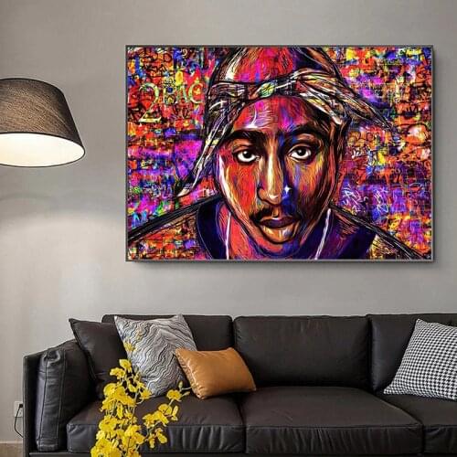 Famous Hip Hop Rap Music Singer Stars Tupac Shakur Canvas Painting Wall Art 2 PAC Picture Canva Poster For Home Room Decor