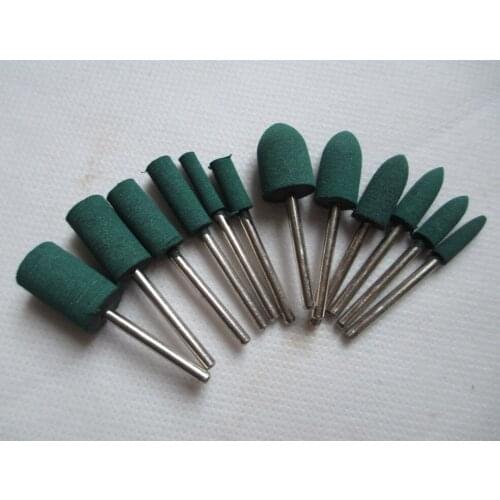 10PCS 3mm Shank Bullet Pointed Elastic Sponge Rubber Grinding Head 4-12MM Polishing Rotary Dremel Tool