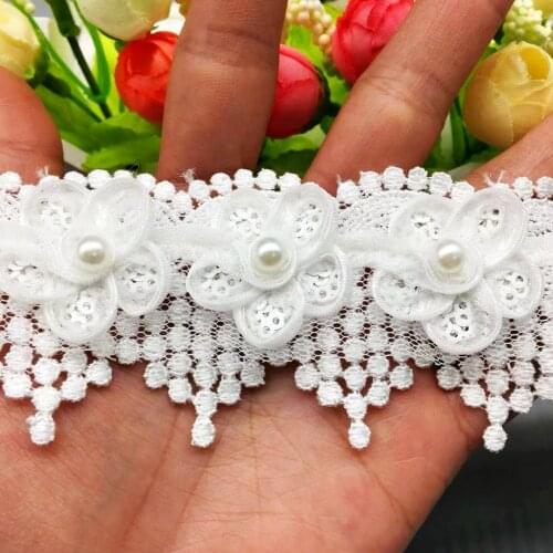 20x Sequin Ribbon Plum Flowers Pearl Lace Trimmings Ribbons Beaded Lace Fabric Embroidered Sewing Wedding Dress Clothes