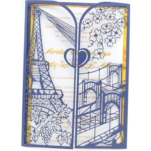 2019 new floral romantic gate folding wedding invitation card luxurious envolope for wedding decoration