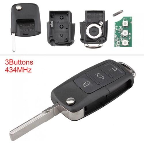3 Buttons Keyless Car Remote Key Fob with ID48 Chip 1K0959753G and Battery for Caddy/Eos/Golf/Jetta/Sirocco/Tiguan/Touran