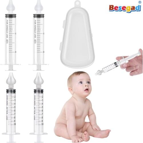 4pcs Professional Baby Needle Nasal Irrigator Portable Infant Nose Care Cleaner with Silicone Suction Tip for Baby Toddler Kids