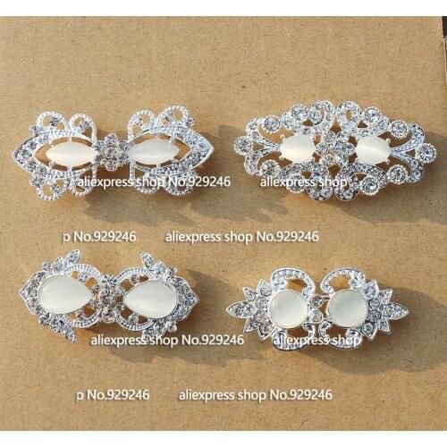 6pcs/lot fashion round opal rhinestone combined buckle big flower butterfly hasp for garment coat button clothing accessory