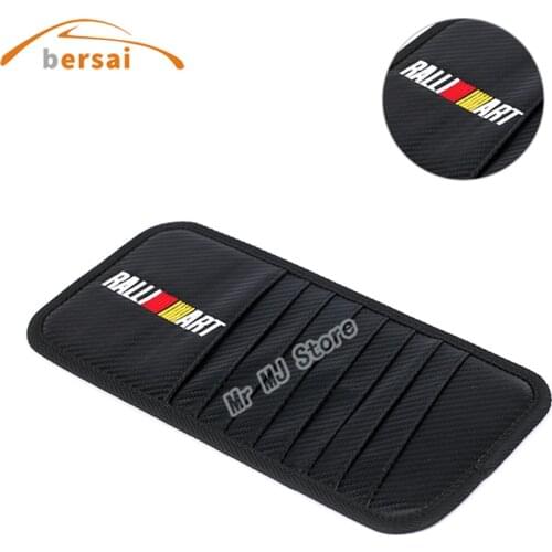 Carbon fiber Sunshade Storage Bag car Sun visor JDM car styling for RALLIART Mitsubishi Lancer Asx Outlander Pajero accessories