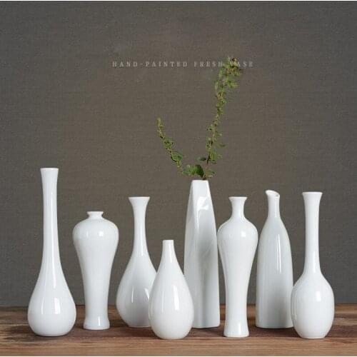 Simple Style White Ceramic Flower Decorative Vase for Dried Flower Centerpiece Art Crafts Home Table Decoration