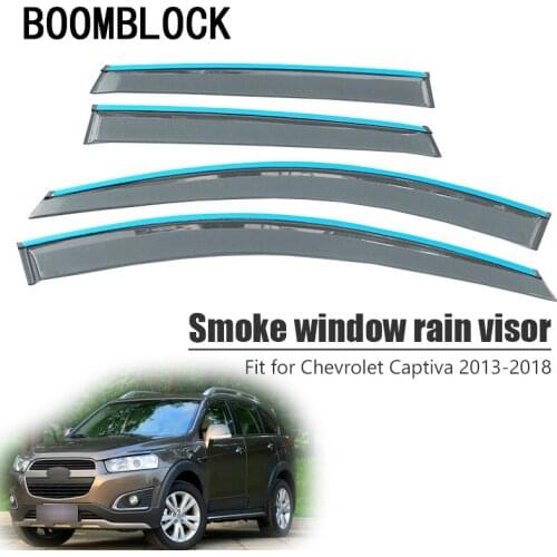BOOMBLOCK 4pcs Car Covers Window Visor Sun Rain Wind Deflector Awning Shield ABS For Chevrolet Captiva 2013-2018