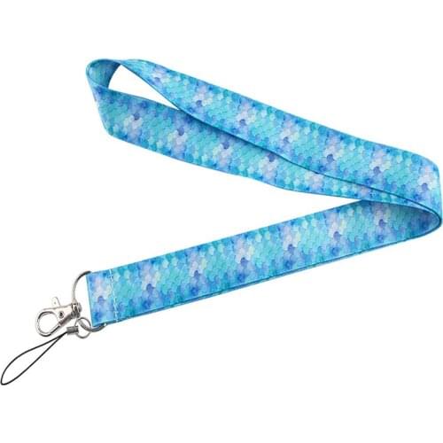 Mermaid Scales Keychain Lanyard For Key Chain ID Card Badge Holder Neck Strap Mobile Phone Webbing DIY Hanging Rope Accessories