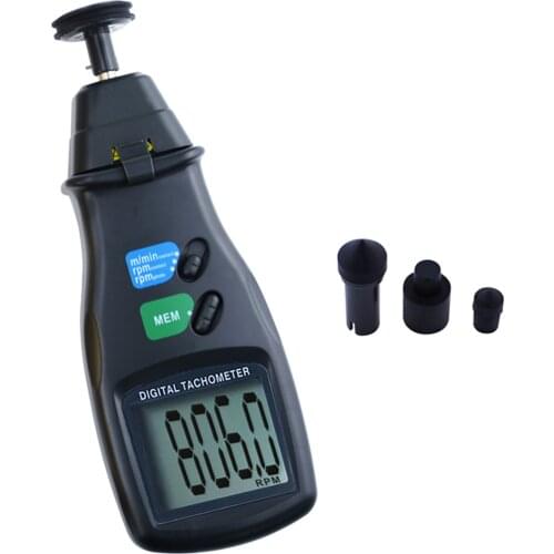 2-in-1 Digital Photo & Contact Tachometer Laser Sensor 99 999 RPM Range Rotational Surface Speed +/- (0.05% + 1 digit) Quartz