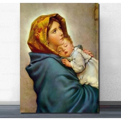 Virgin Mary and Child Jesus POSTER print Madonna of the Streets picture Blessed Mother image Wall Art Gift for Room Kids Childr
