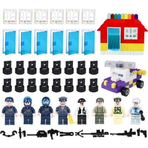 DIY Car Figures Window Wheels Weapons Bricks Accessories Bricks Complement Blocks Educational Toy Compatible With Blocks