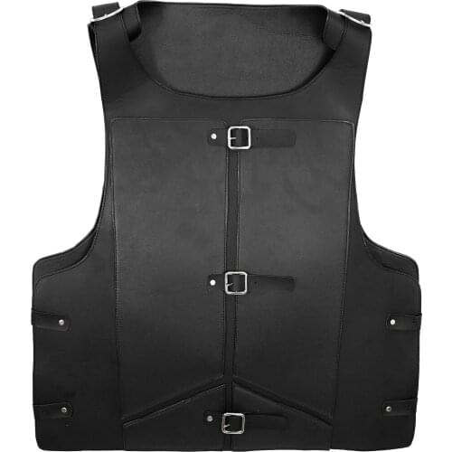 Men Sleeveless Equestrian Tank Top Sexy Cosplay Harness Chest Armor Vest Medieval Knight Leather Muscle Armour Punk Rave Costume